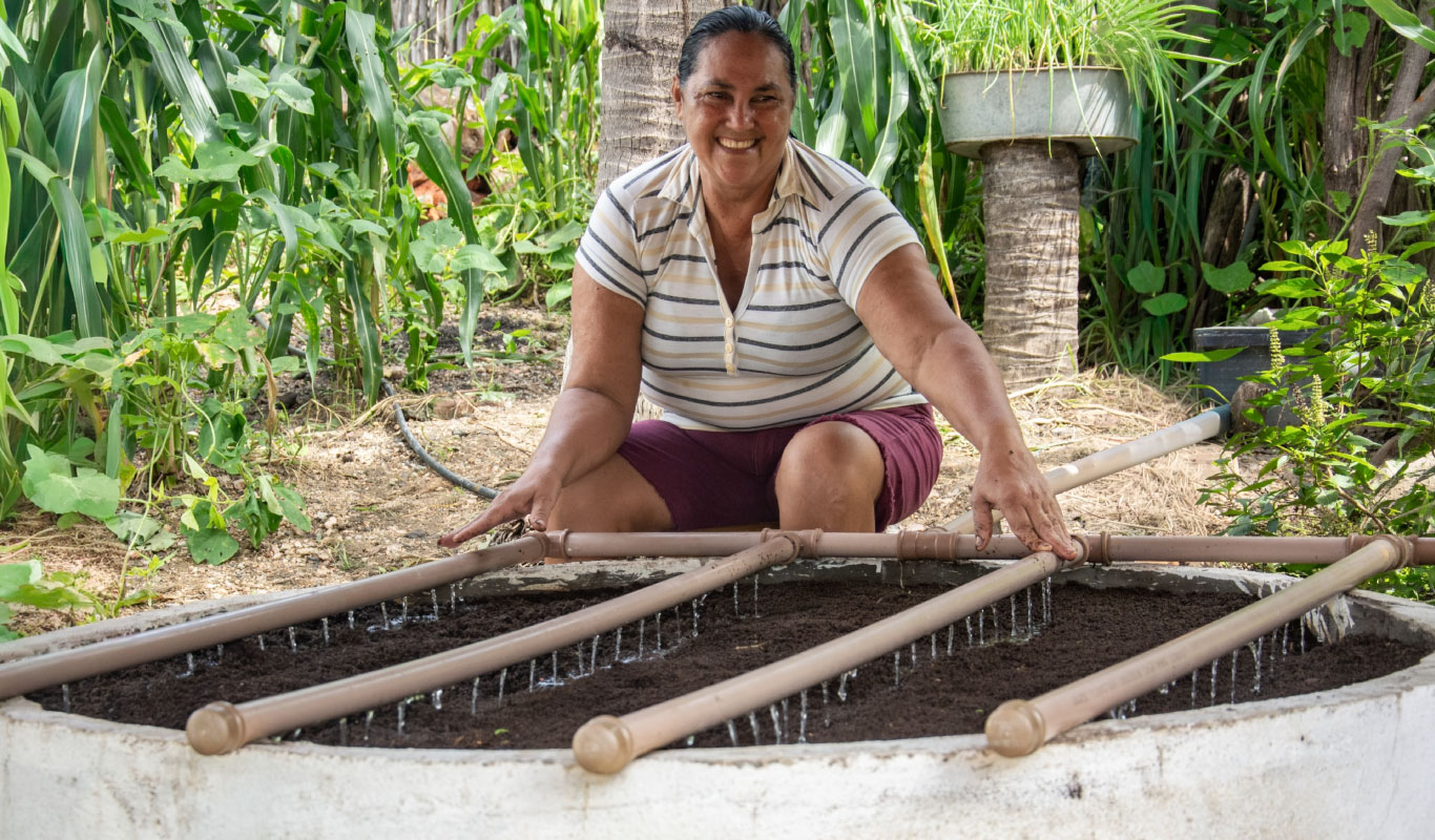 Tecnologias sociais de reuso de água cinza e fossa ecológica promovem saneamento rural para 30 famílias em Quixeramobim, Ceará 